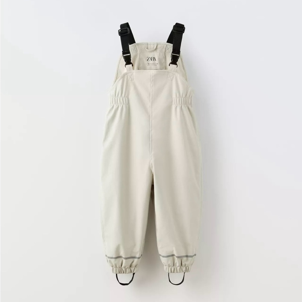 Zara Cream Kids Waterproof Bib Overalls with Black Straps